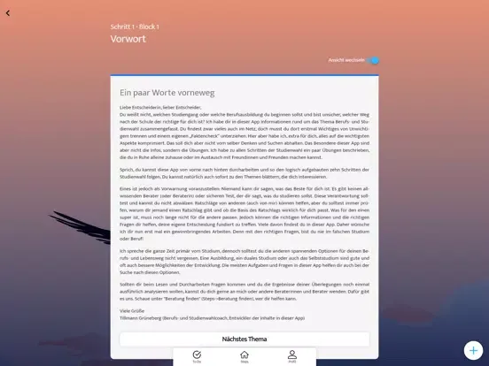 DEEP! Finde Studium & Beruf iPad  Screenshots