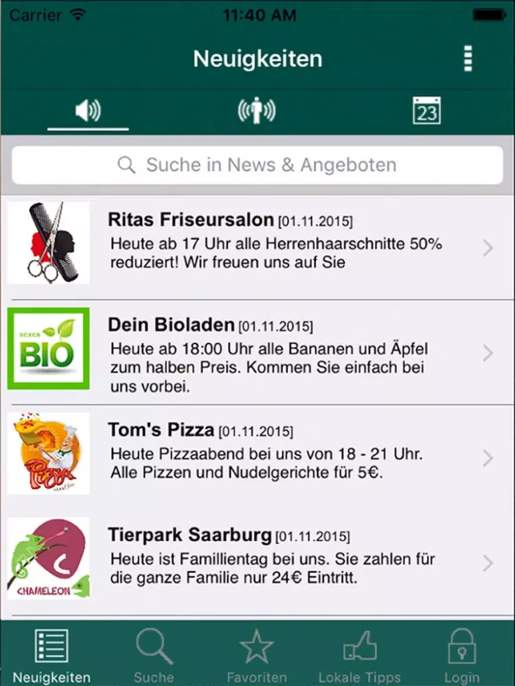 Screenshot di NotifyMe iPad