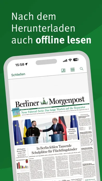 Capturas de tela do Berliner Morgenpost E-Paper