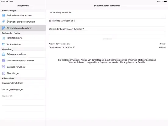 Tangkapan skrin Sprit-Rechner Plus iPad 