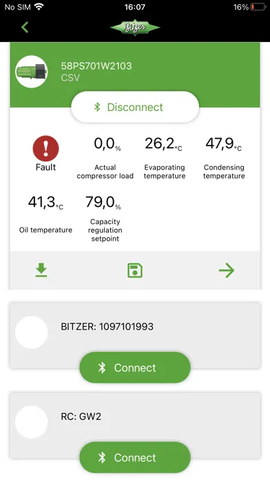 Capturas de pantalla de BITZER Electronics ServiceTool
