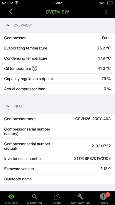 Capturas de pantalla de BITZER Electronics ServiceTool