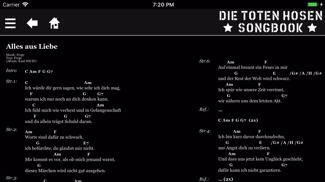 Скриншоты Die Toten Hosen Songbook App
