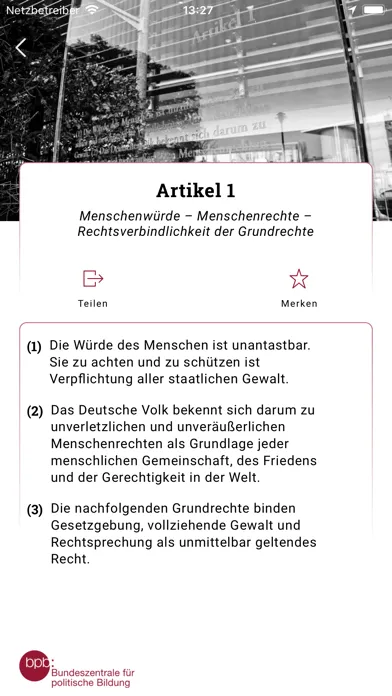 Скриншоты bpb: Das Grundgesetz
