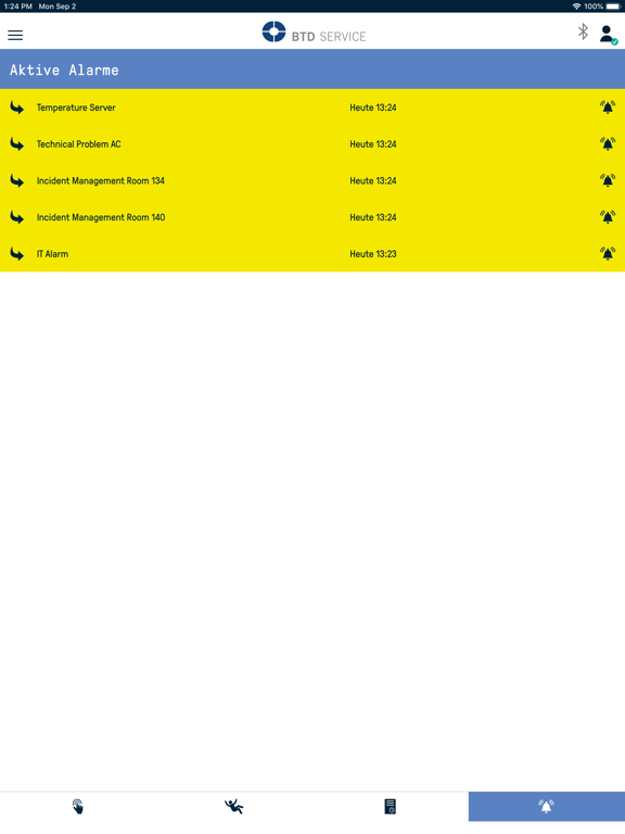 ภาพหน้าจอของ BTD ALARM iPad 