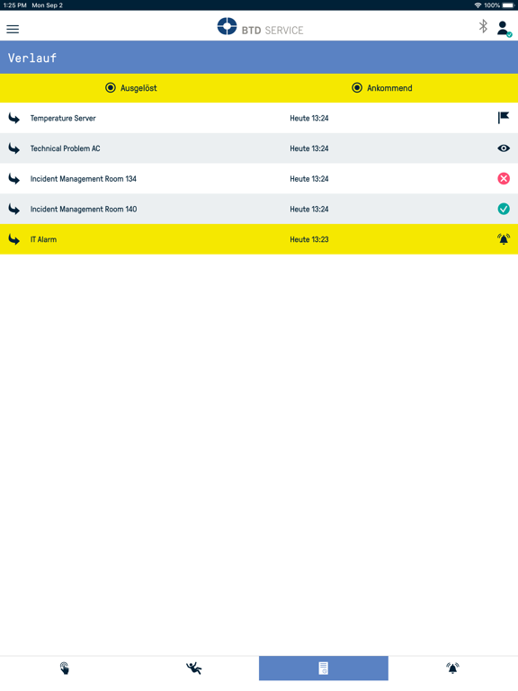 ภาพหน้าจอของ BTD ALARM iPad 