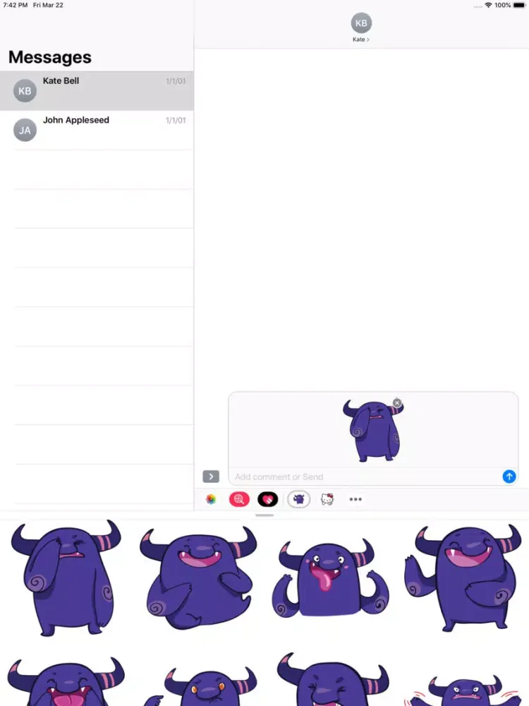 Violet Monster Stickers iPad  Screenshots