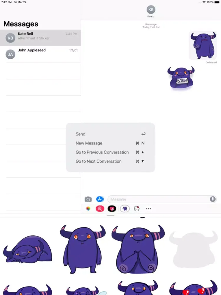 Violet Monster Stickers iPad  Screenshots