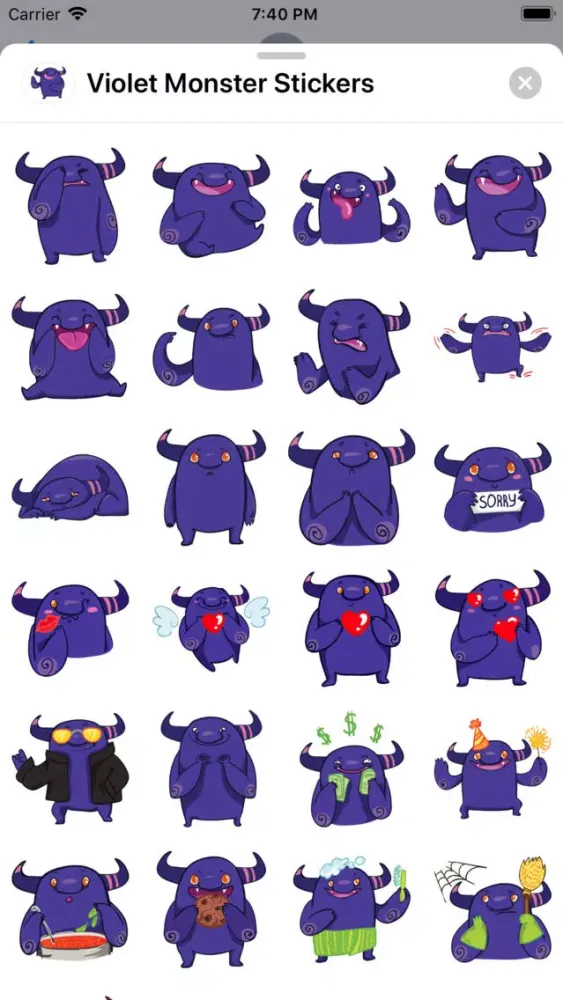 Violet Monster Stickers Screenshots