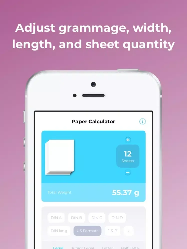 Capturas de tela do Paper Weight Calculator Pro iPad 