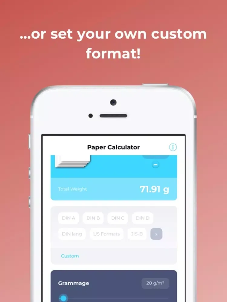 Capturas de tela do Paper Weight Calculator Pro iPad 