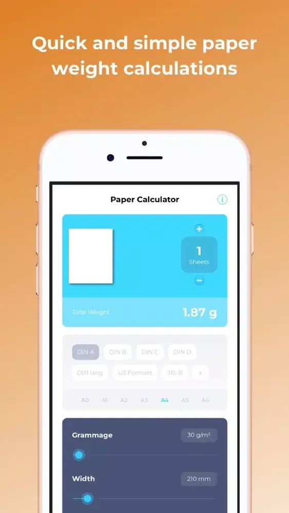 Capturas de tela do Paper Weight Calculator Pro