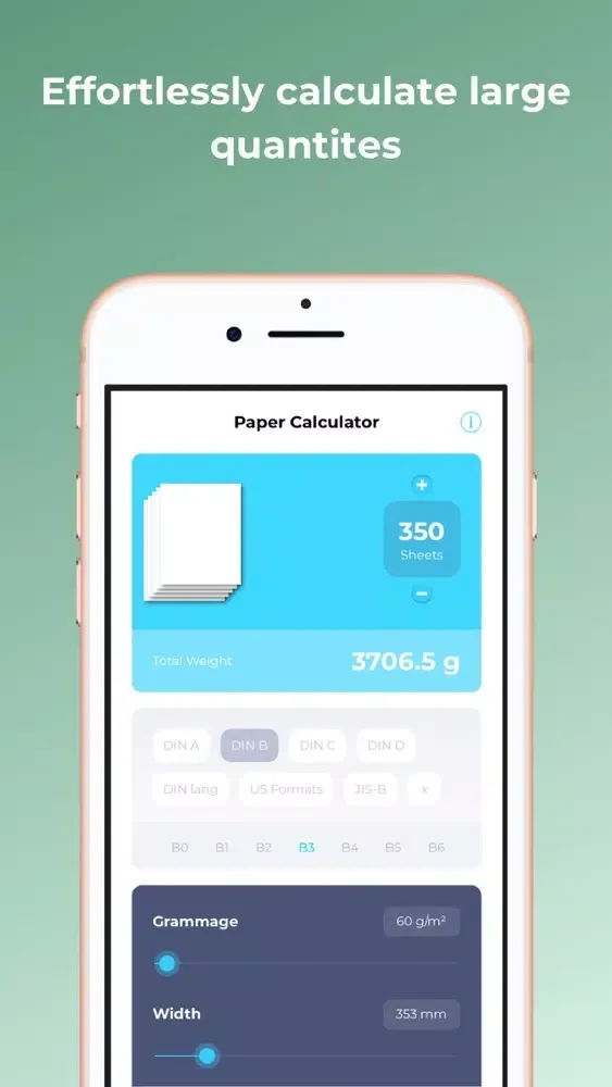 Capturas de tela do Paper Weight Calculator Pro