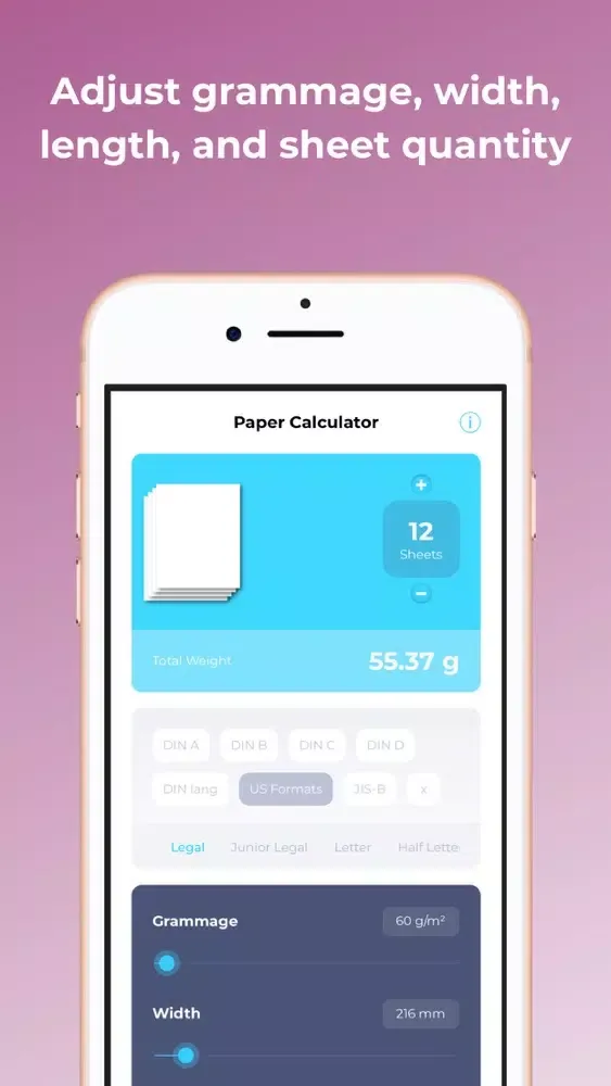 Capturas de tela do Paper Weight Calculator Pro