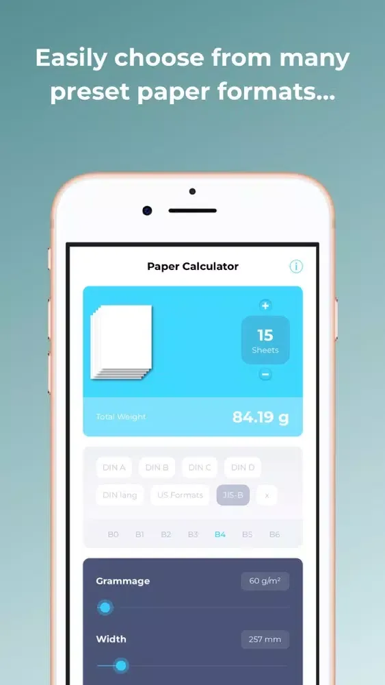 Capturas de tela do Paper Weight Calculator Pro