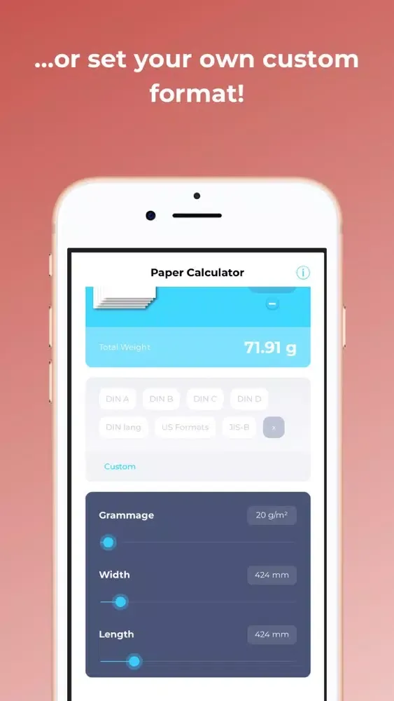 Capturas de tela do Paper Weight Calculator Pro