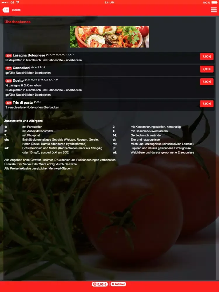 Ảnh chụp màn hình của Ca-Pizza iPad 
