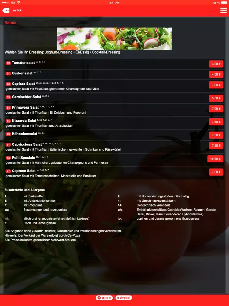 Ảnh chụp màn hình của Ca-Pizza iPad 
