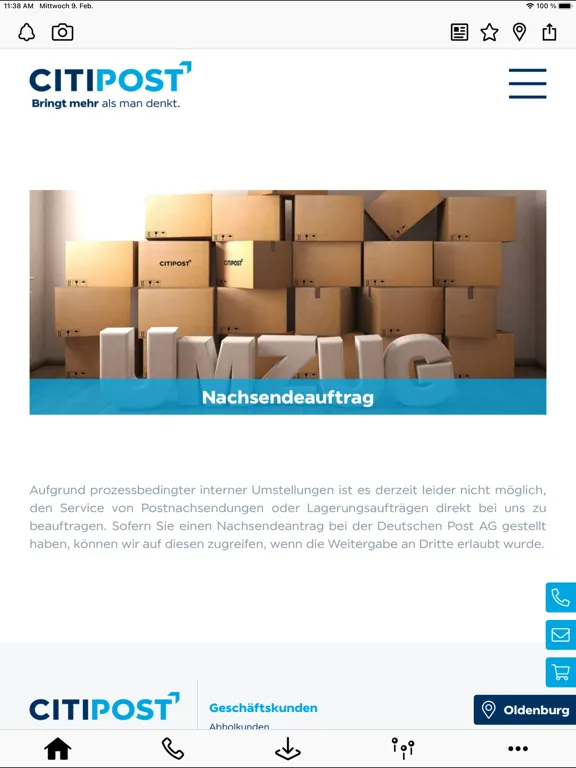 Tangkapan layar CITIPOST Nordwest iPad 
