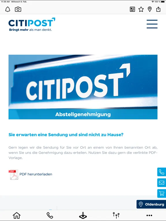Tangkapan layar CITIPOST Nordwest iPad 