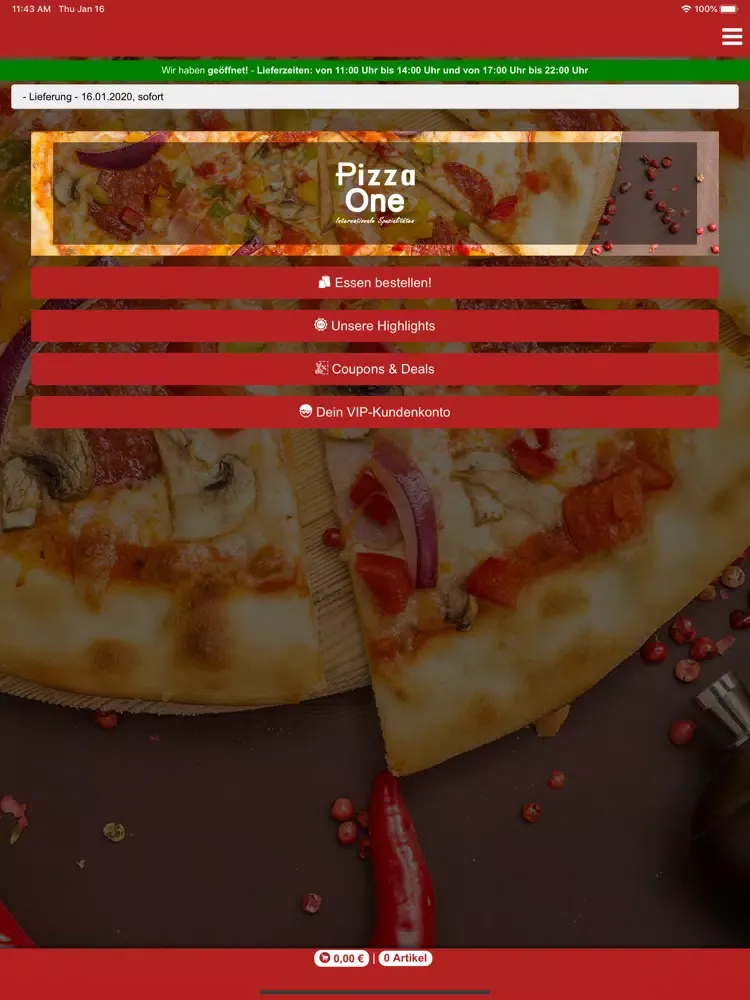 Pizza One Mönchengladbach iPad  Screenshots