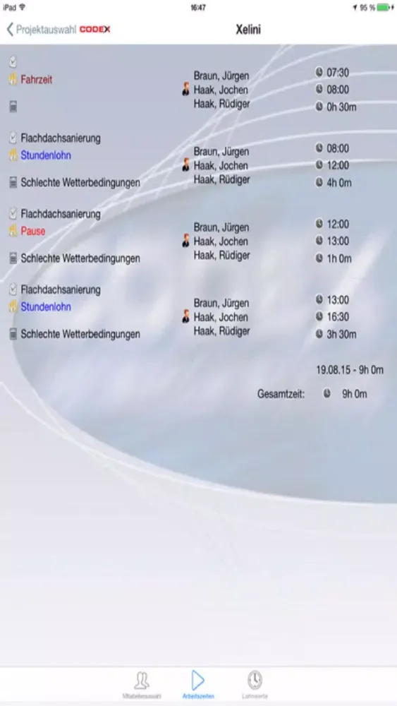 Ảnh chụp màn hình của Codex ZeitApp