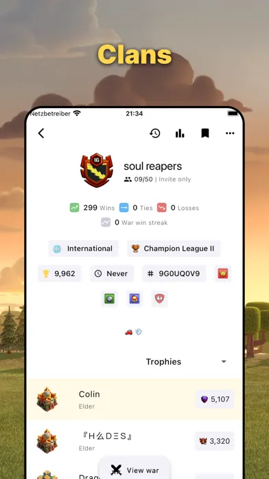 Ảnh chụp màn hình của War Report for Clash of Clans