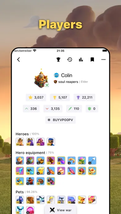Ảnh chụp màn hình của War Report for Clash of Clans