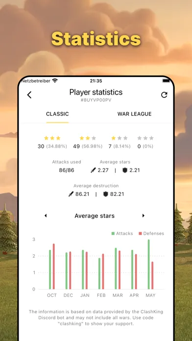 Ảnh chụp màn hình của War Report for Clash of Clans