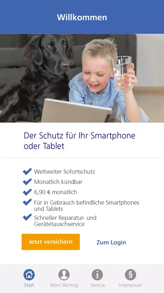 Capturas de tela do Zurich Mobilgeräteversicherung