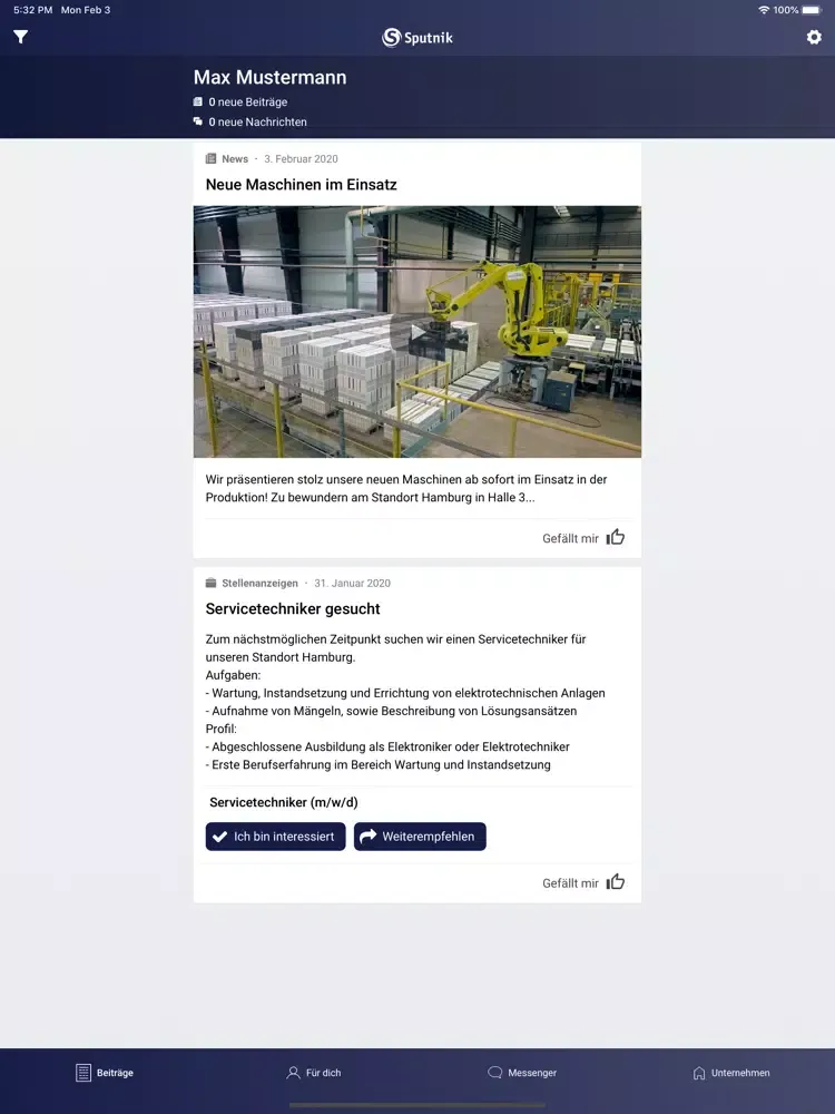 Captures d'écran de Sputnik Mitarbeiter-App iPad 