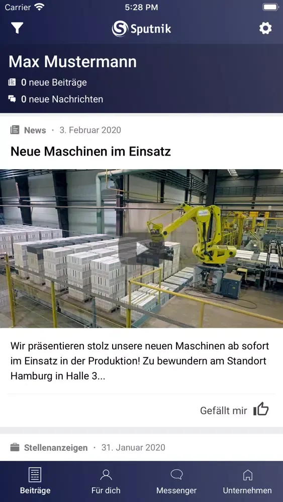 Captures d'écran de Sputnik Mitarbeiter-App