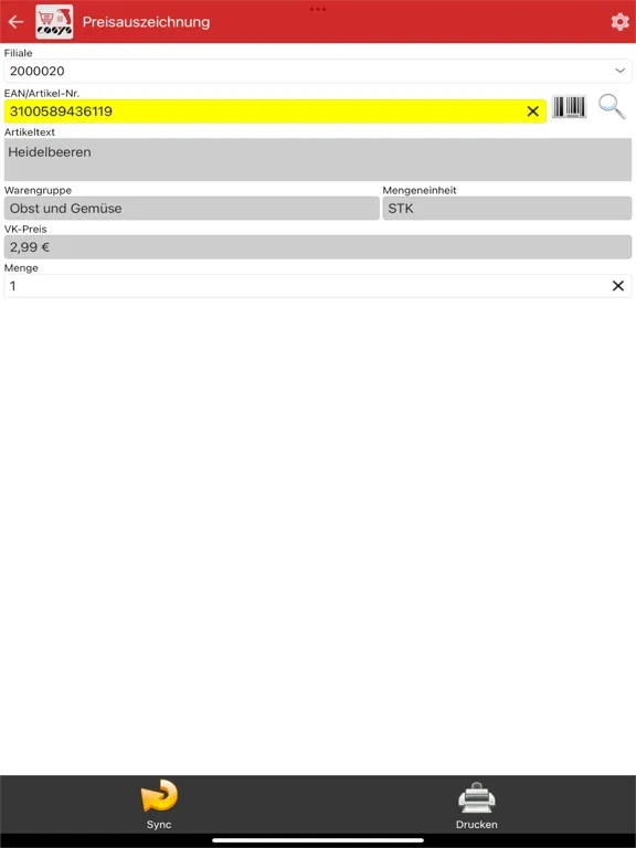 COSYS POS Food Retail iPad  स्क्रीनशॉट