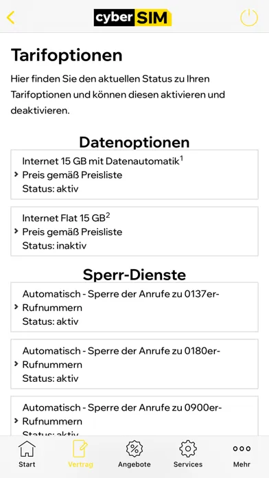 cyberSIM Servicewelt سکرین شاٹس