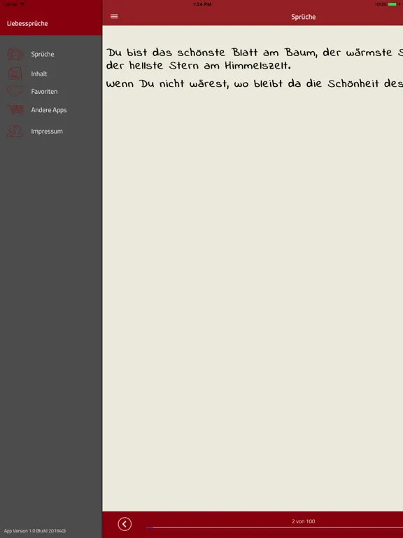 Liebessprüche Lite iPad  Screenshots