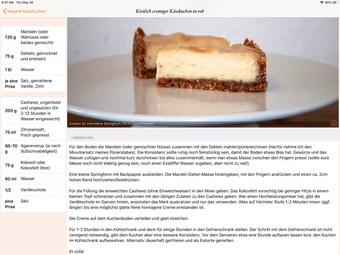 Captures d'écran de Vegane Käsekuchen iPad 