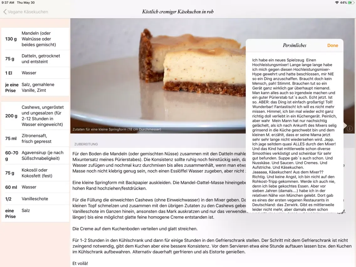 Captures d'écran de Vegane Käsekuchen iPad 