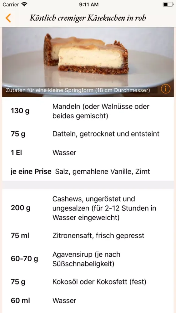 Captures d'écran de Vegane Käsekuchen