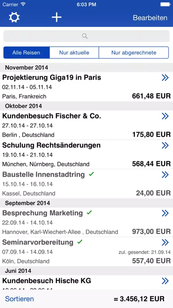 Reisekosten Screenshots