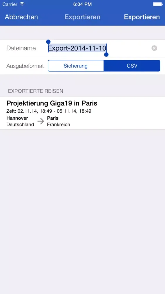 Reisekosten Screenshots