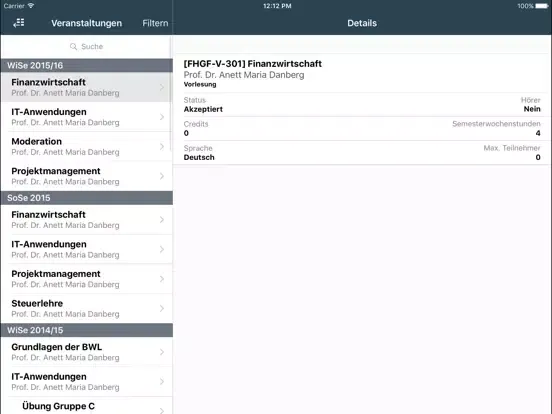 Zrzuty ekranu BTK-FH Online Campus iPad 