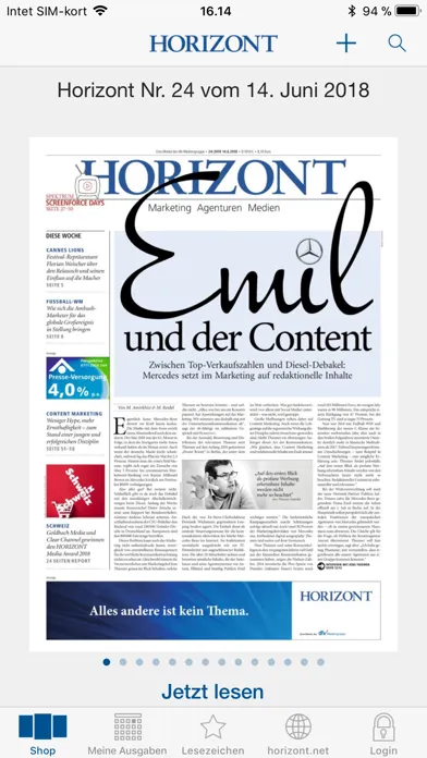 Capturas de tela do HORIZONT ePaper