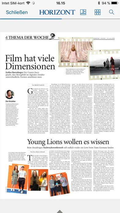 Capturas de tela do HORIZONT ePaper