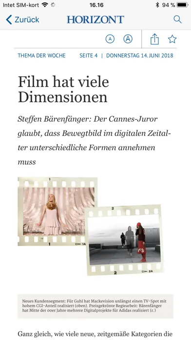 Capturas de tela do HORIZONT ePaper