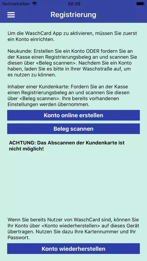 WaschCard Screenshots