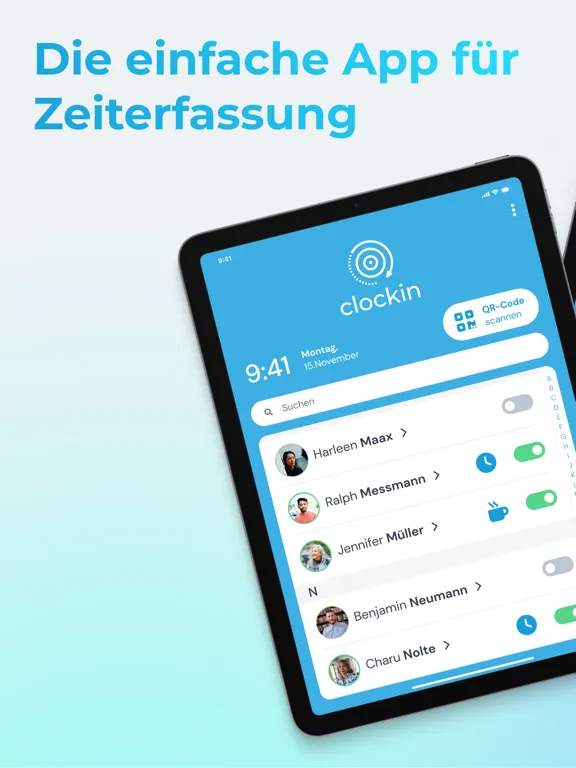 Capturas de tela do clockin – Zeiterfassung iPad 