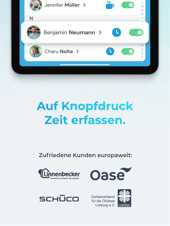 Capturas de tela do clockin – Zeiterfassung iPad 