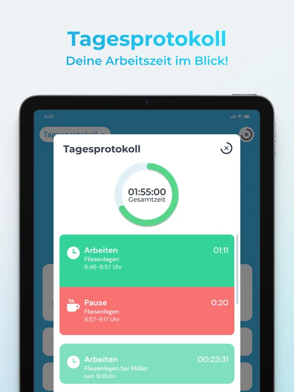 Capturas de tela do clockin – Zeiterfassung iPad 