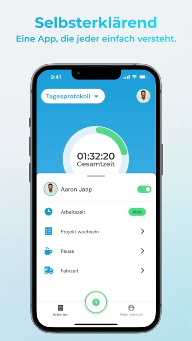 Capturas de tela do clockin – Zeiterfassung