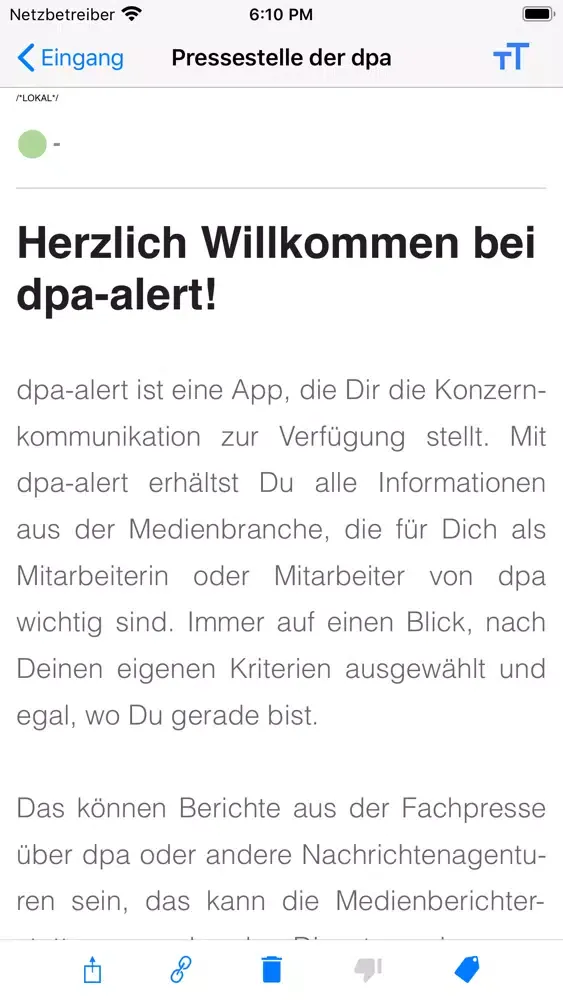 Screenshot di dpa-alert